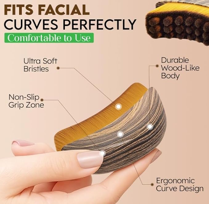 Lymphatic Contour Face Brush for Sculpting & Drainage – Facial Massager for Jawline, Chin & Neck – Reduces Puffiness, Promotes Detox & Lift – Soft Bristles, Improves Skin Glow, Includes Travel Case